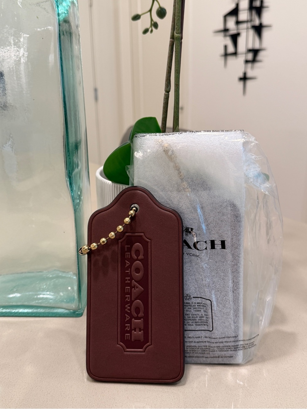 Coach XL Hangtag Bag Charm in Brown